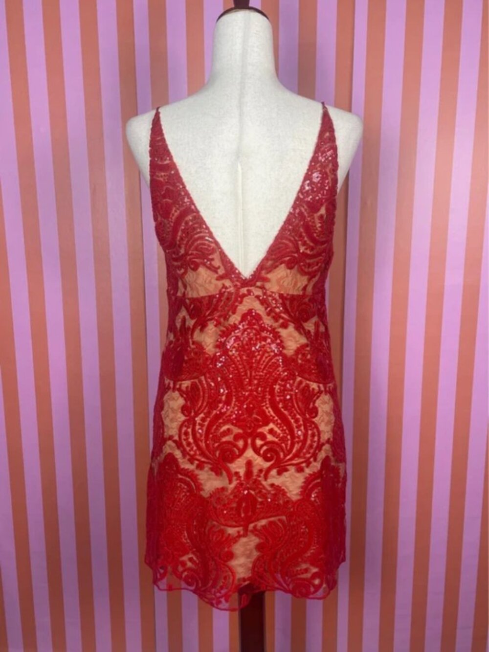 Free people night shimmers red sequin mini dress - Picture 5 of 5